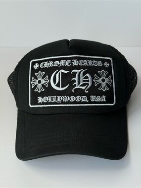 Authentic NEW! Chrome Hearts Hollywood Trucker Hat Cap Black / White orig $1200
